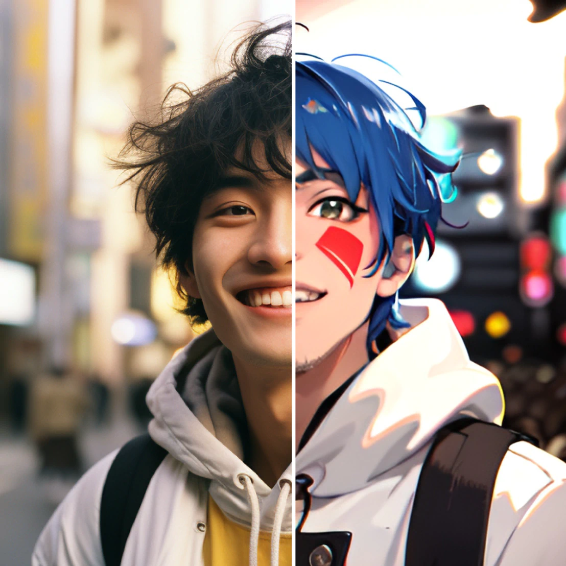 Make anime selfies with our AI selfie generator