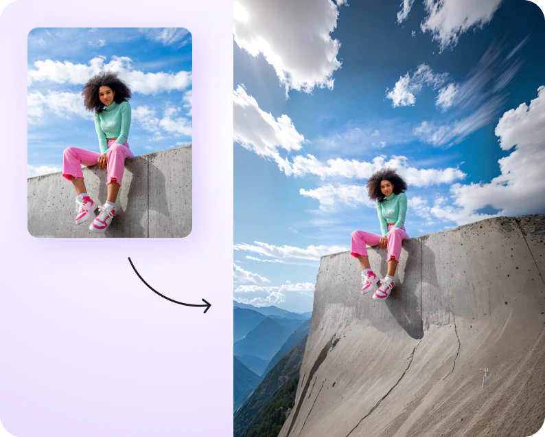 Extend your photos with our AI image extender